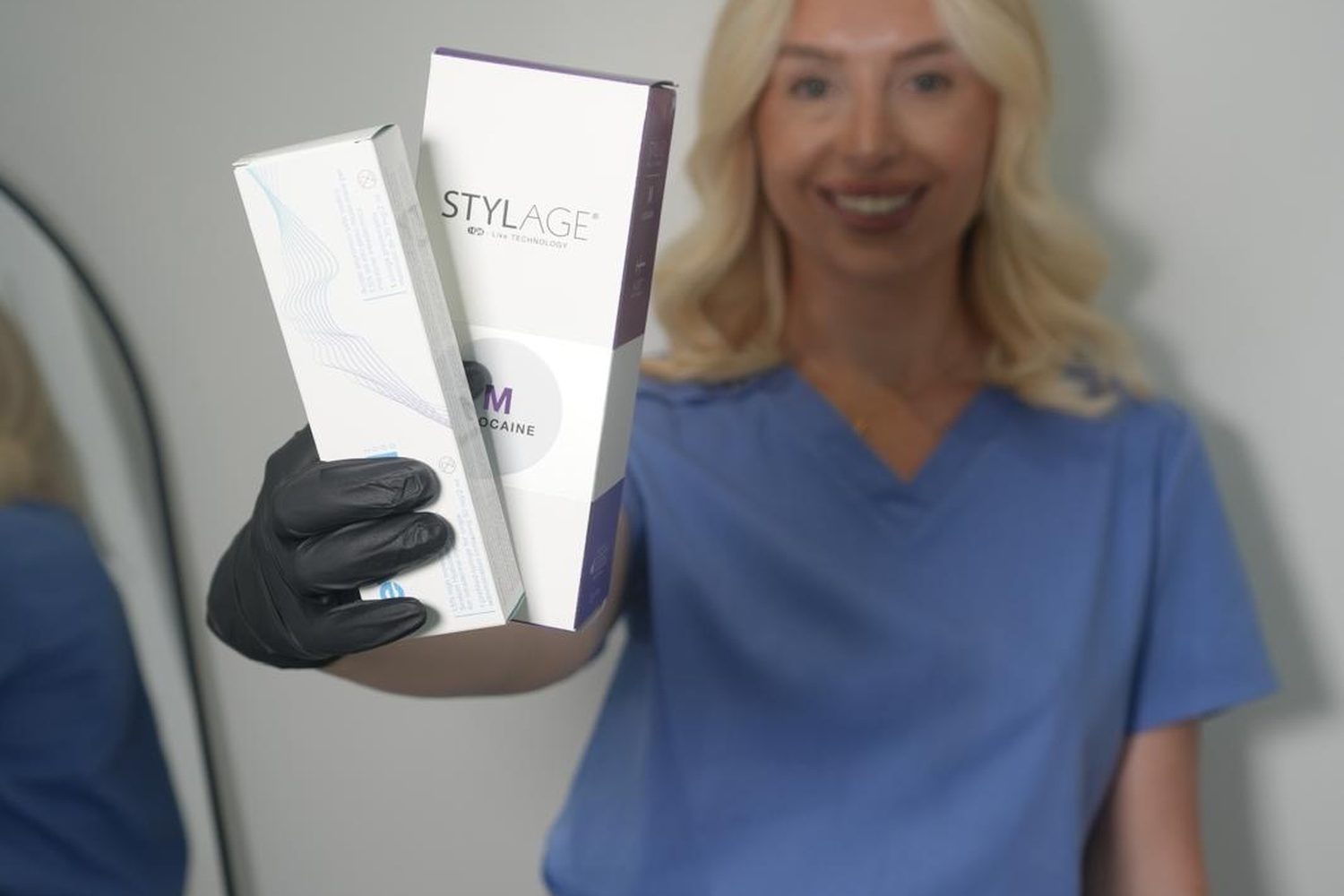 Becci presenting Stylage dermal filler used in The Face Lab treatment courses